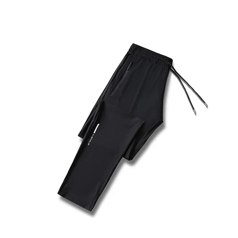 Ice Silk Long Pants for Men's Summer Quick Drying Loose Straight Leg Pants Elasticity Sports Leggings Casual Pants Men's Pants