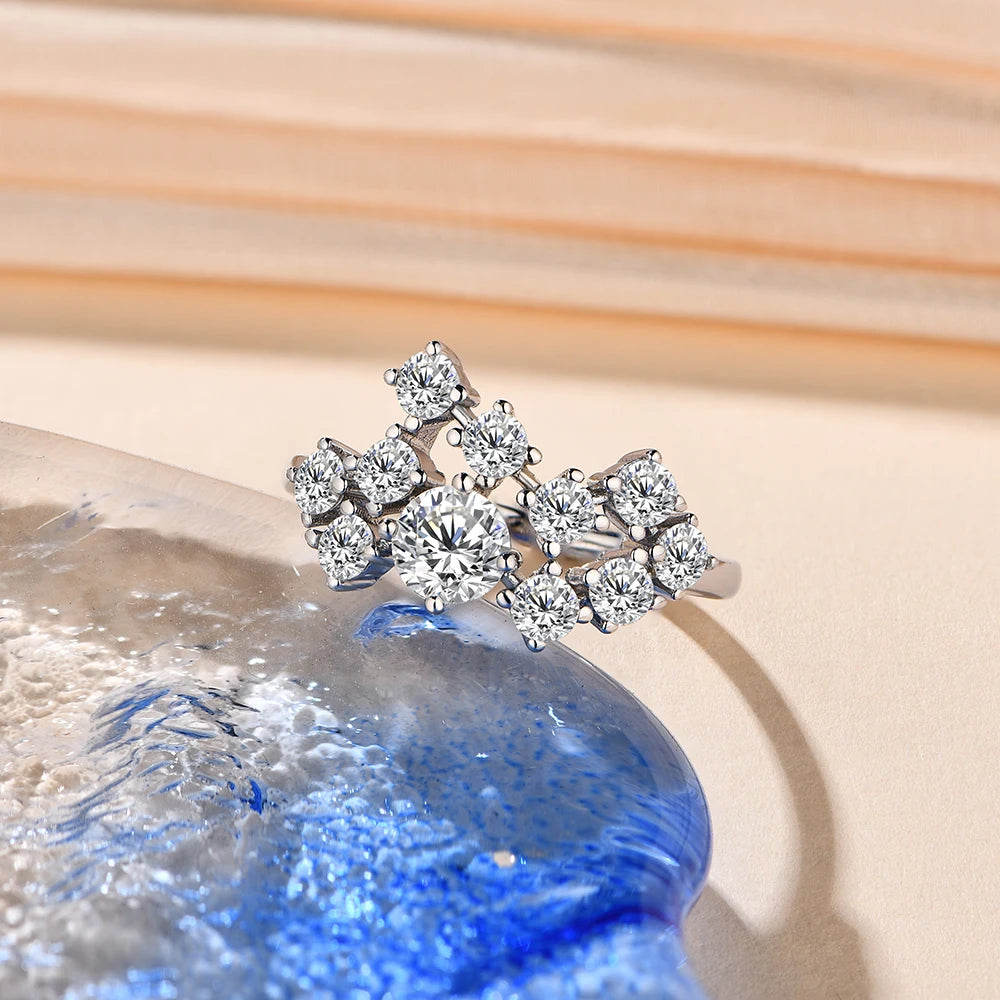 Moissanite Ring D Color 1.5ct Excellent Round Shape 5mm 925 18K Real Engagement Wedding Rings For Women Fine Jewelry