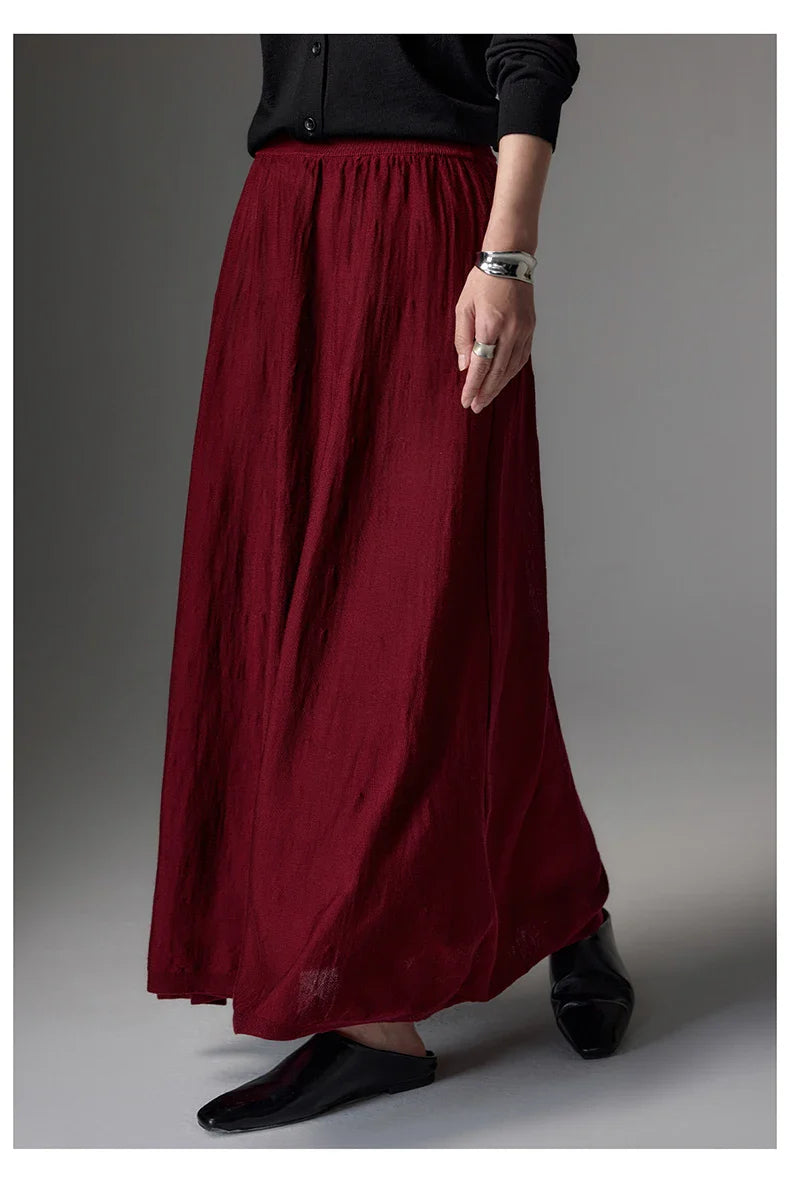 High Quality Women's 100% Worsted Wool Skirts Spring Autumn Female Knitwear Thin Lady Bottoms Cozy Clothing Summer Long Dresses