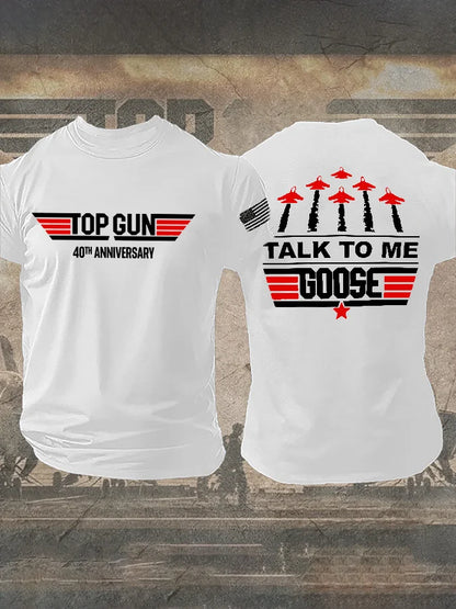 Men's Retro Aviation Quote Graphic T-shirt  Casual Crew Neck  Tee with American Flag Sleeve Black White Red Green