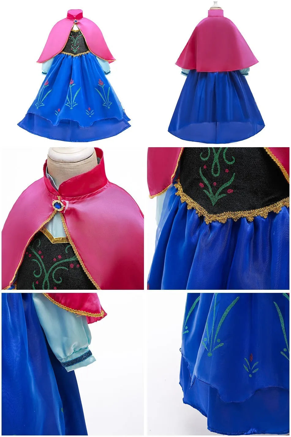 Vestido da Anna e Elsa para Meninas, Fantasia Cosplay Infantil de Halloween, Vestidos de Princesa para Crianças, Festa de Aniversário Elegante, Roupas de Carnaval 3-10 Anos
