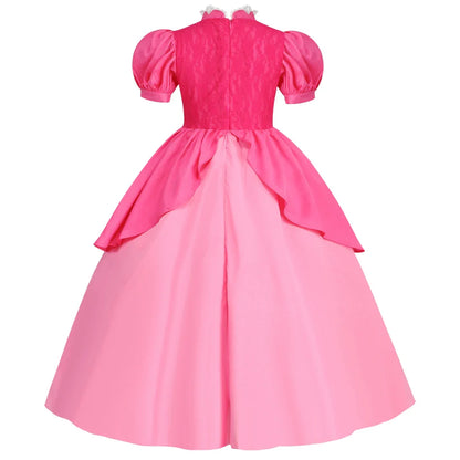 Peach Dresses For Girls Princess Costume Clothes Party Cosplay Halloween Carnival Birthday Dress Kids Vestidos