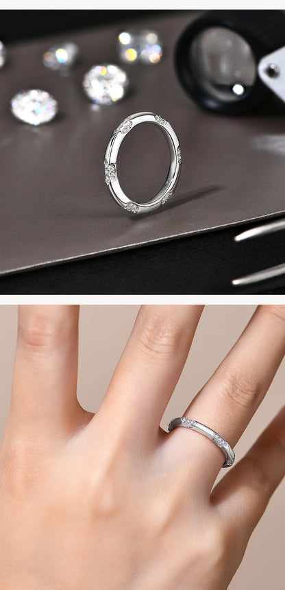 2025 Minimalist Style Moissanite Rings Handmade Design Lab Diamond S925 Silver Unisex Party Band Fine Jewelry Gifts