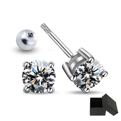 Single 1.0ct Moissanite Screw Thread Earrings for Women Lab Grown Diamond Ear Studs 925 Sterling Silver Fine Jewelry Gift