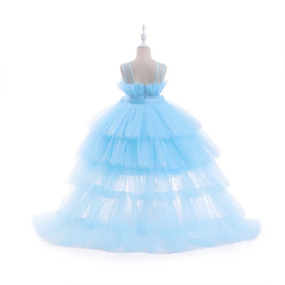 Elegant Tulle Bridesmaids Party Girls Dresses Summer Baptism Birthday Wedding Prom Princess Dress for Girl Christmas Kids Clohes