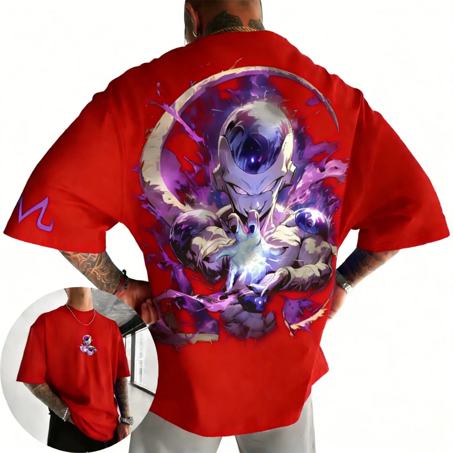 Anime Cotton T-shirt Summer New Frieza Printed Men's and Women's Trendy Versatile Loose Casual Short Sleeve Top