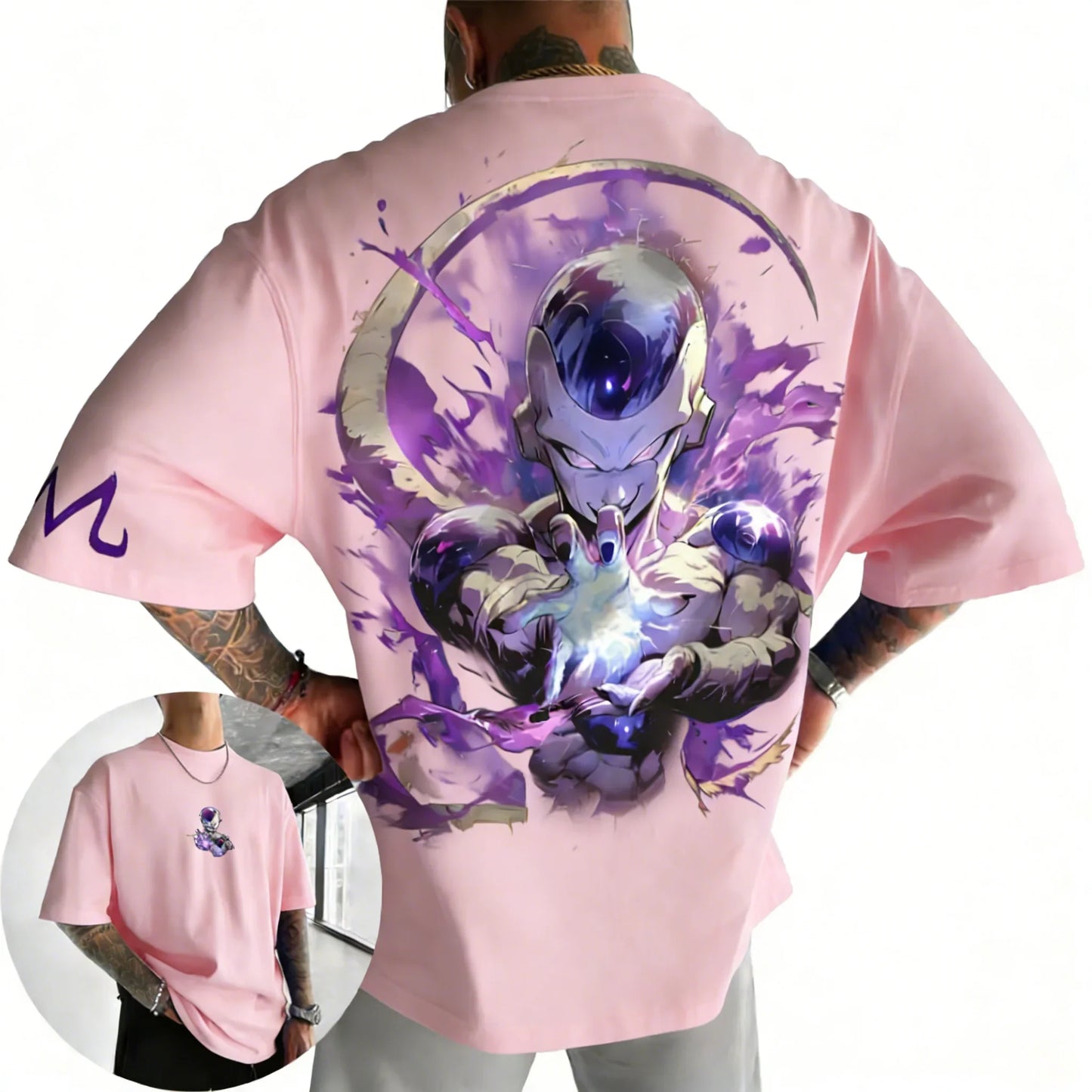 Anime Cotton T-shirt Summer New Frieza Printed Men's and Women's Trendy Versatile Loose Casual Short Sleeve Top