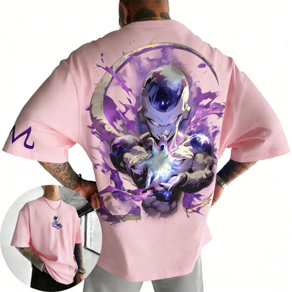 Anime Cotton T-shirt Summer New Frieza Printed Men's and Women's Trendy Versatile Loose Casual Short Sleeve Top
