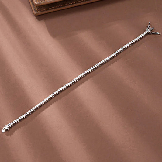 ‌Genuine S925 Sterling Silver 0.03ct (2mm) Moissanite Tennis Bracelet for Women, Sparkling Luxury for Formal & Daily Occasions