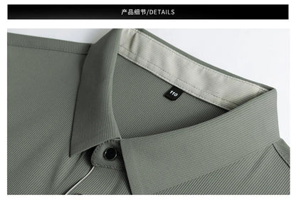 High End Brand Quality Men's Polo Shirt Autumn Exquisite Solid Color Letter Print Lapel Long Sleeve Business Classic Menswear