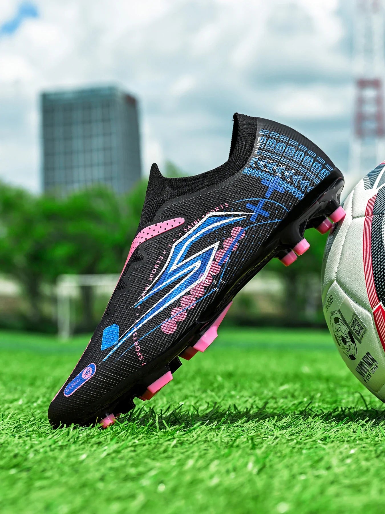 AG/FG Soccer Cleats Kids Youth Training Shoes PU Fabric Upper TPU Sole Non-Slip Wear-Resistant Firm Ground