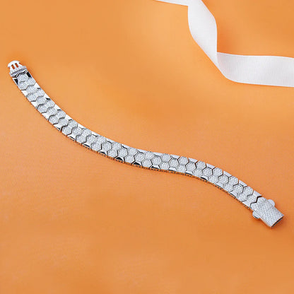 Full Moissanite Bracelet for Men Woman Lab Diamond with GRA Certified Unique Honeycomb Design S925 Sterling Silver Party Jewelry