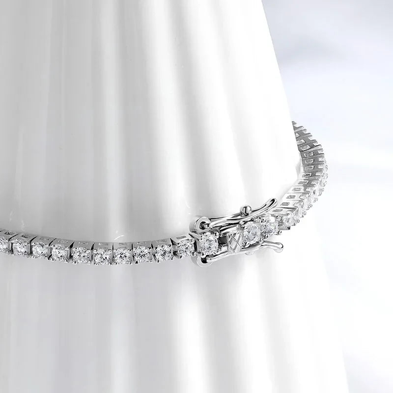2MM D Color 100% Real Moissanite Tennis Bracelet for Women Lab Diamond Original Silver 925 Jewelry Hip Hop Party Chain