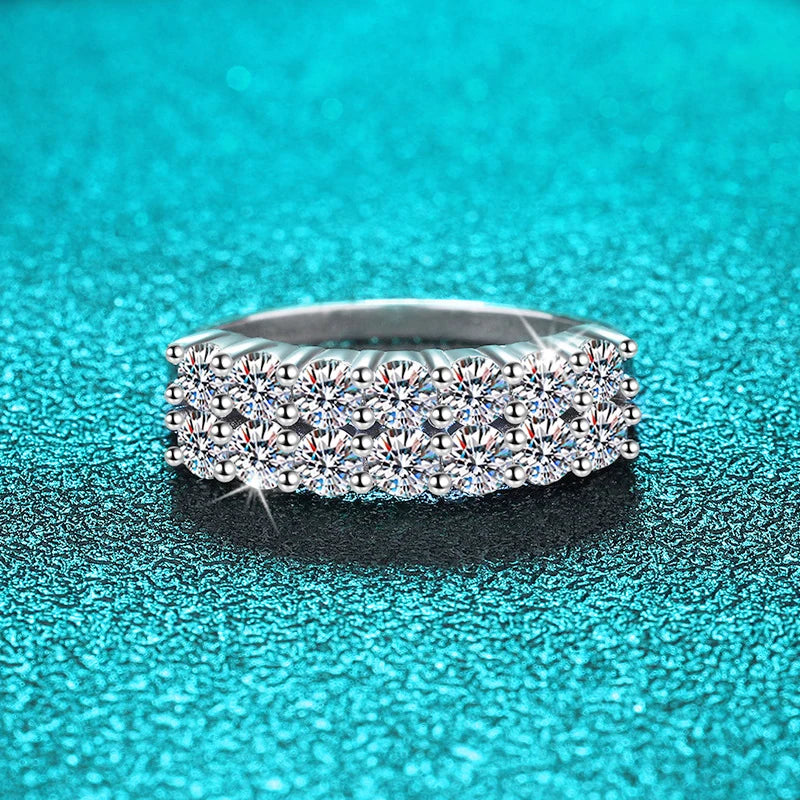 1.4CT 0.7CT 3mm Moissanite Ring for Women Half Enternity Diamond Band S925 Sterling Silver Plated White Gold Ring GRA
