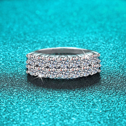 1.4CT 0.7CT 3mm Moissanite Ring for Women Half Enternity Diamond Band S925 Sterling Silver Plated White Gold Ring GRA