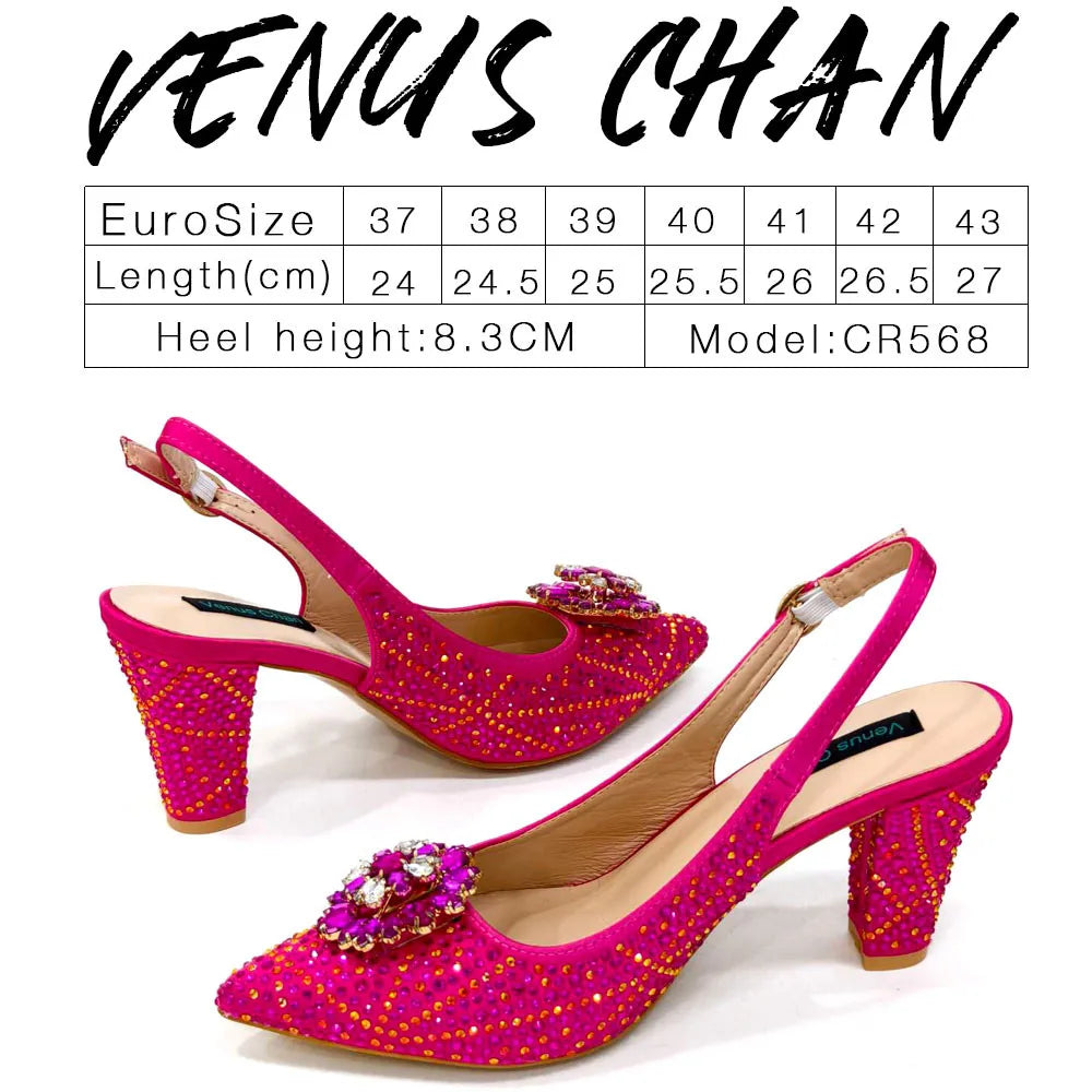 Sandals Fashion Italian Shoe and Bag Set for Party In Women Nigerian Women Wedding Shoes and Bag Set Decorated with Rhinestone
