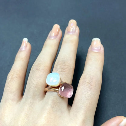 2Pcs/Set Fashion Stacked Candy Ring Women Mix Color Crystal Jewelry 30 Colors Trendy Gift for Valentine's Day