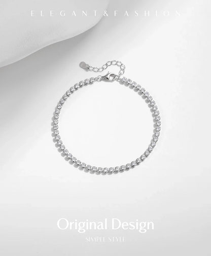925 Sterling Silver Sparkling CZ Tennis Bracelet Round Zirconia Platinum Plated Bracelet For Women Fine Jewelry Gift