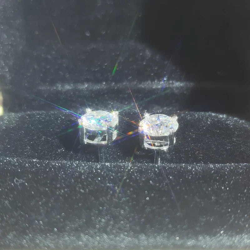 Single 1.0ct Moissanite Screw Thread Earrings for Women Lab Grown Diamond Ear Studs 925 Sterling Silver Fine Jewelry Gift