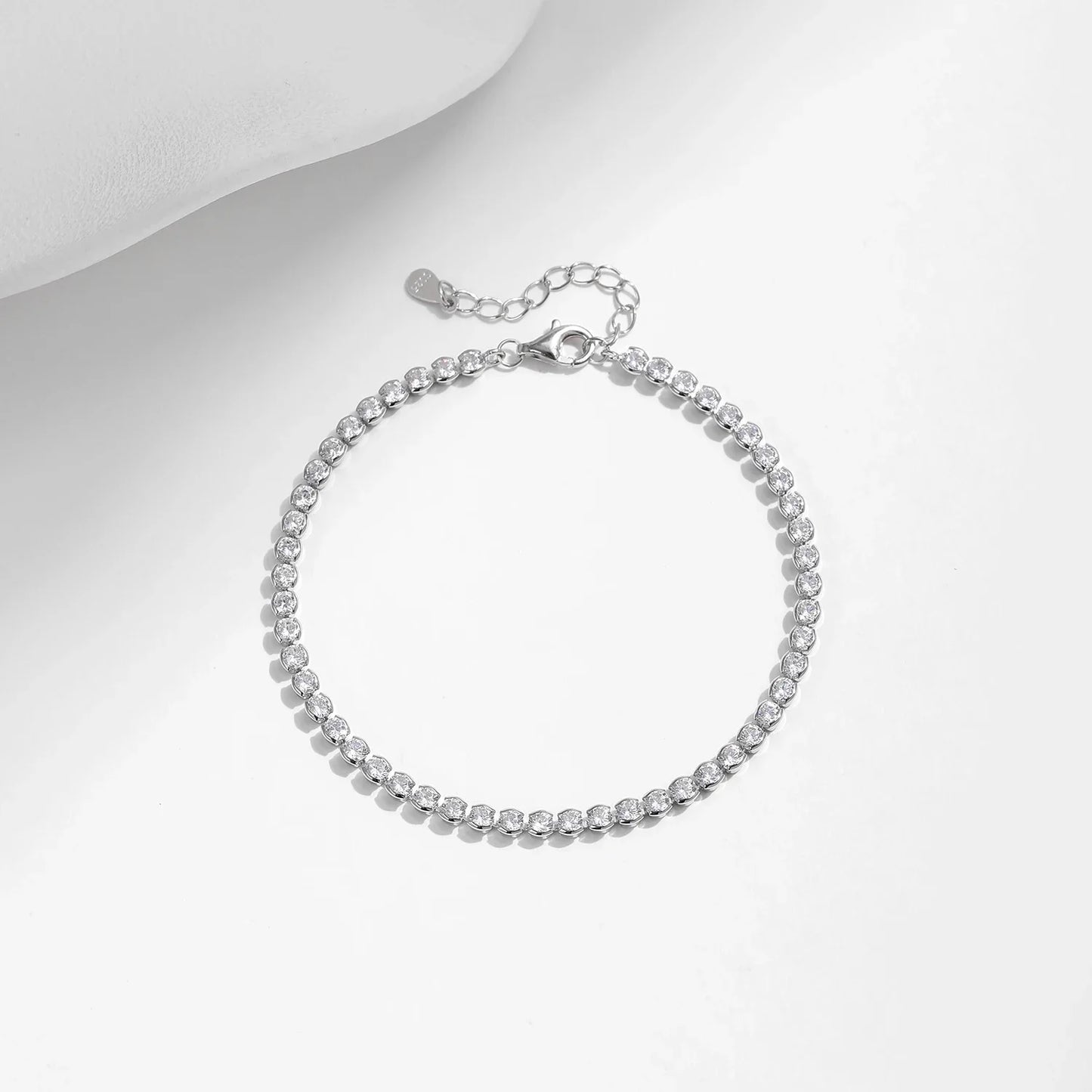 925 Sterling Silver Sparkling CZ Tennis Bracelet Round Zirconia Platinum Plated Bracelet For Women Fine Jewelry Gift