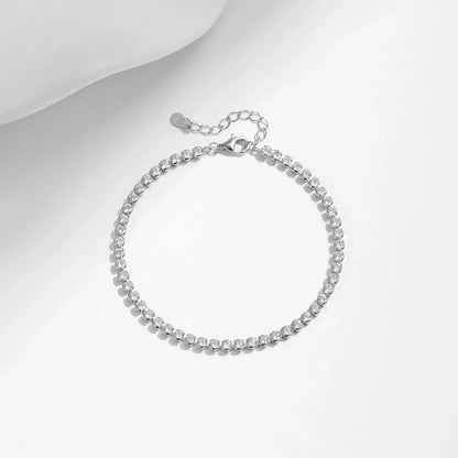 925 Sterling Silver Sparkling CZ Tennis Bracelet Round Zirconia Platinum Plated Bracelet For Women Fine Jewelry Gift