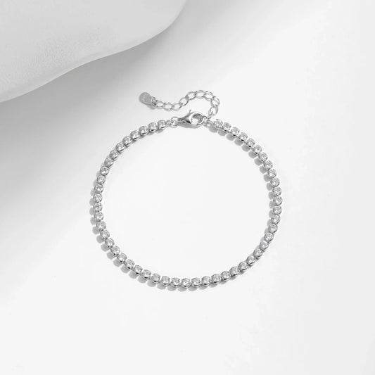 925 Sterling Silver Sparkling CZ Tennis Bracelet Round Zirconia Platinum Plated Bracelet For Women Fine Jewelry Gift