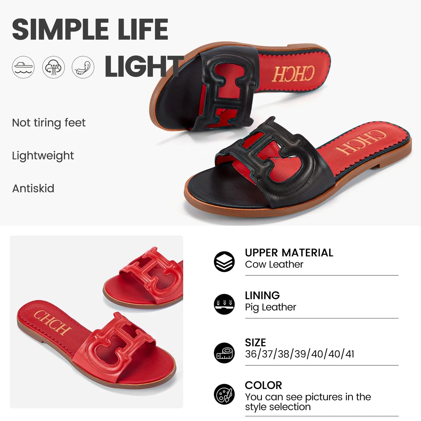 Women's Slippers 2024 Simple Black Flat Flat Women's Shoes Home Indoor Slippers