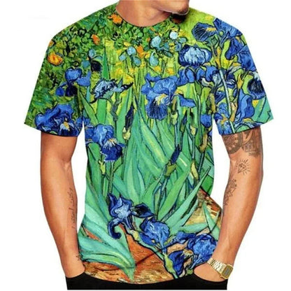 2026 Summer Vincent Van Gogh Art the Starry Night 3D Printed T-Shirt Men Women Causal Retro Short Sleeve Tee Tops Kids Clothing