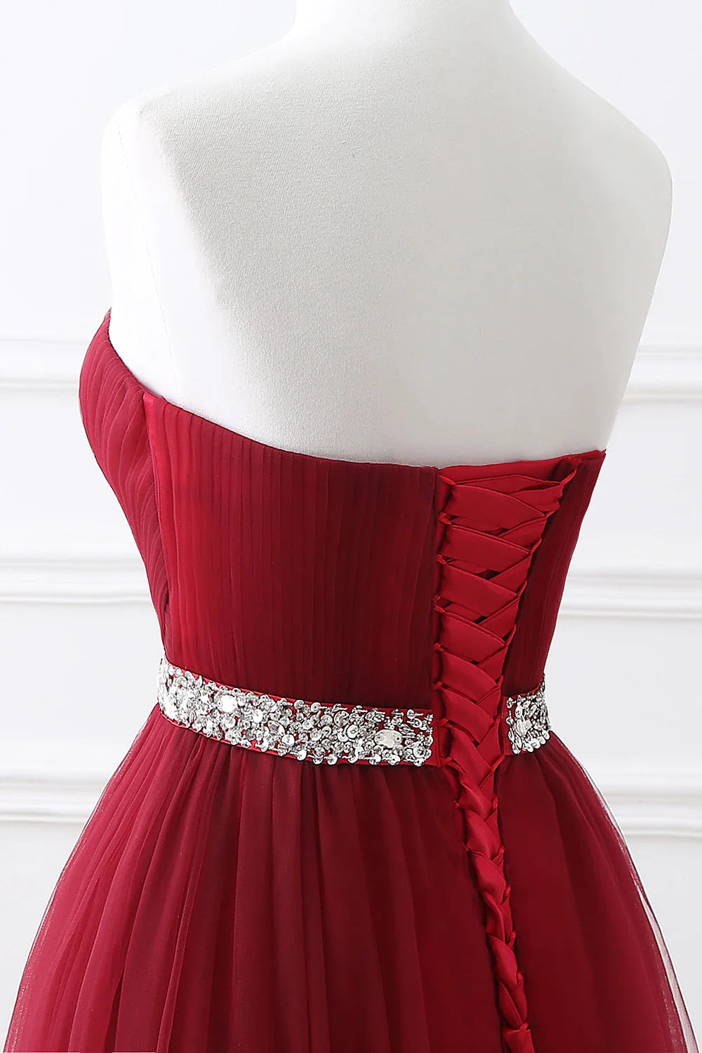 A-line Strapless Tulle Royal Blue Evening Dresses Lace Up Crystal Sequin Formal Party For Bride Sexy Prom Gown Wedding Party