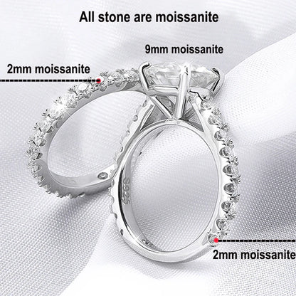 18k Plated 0.6-4.2CT All Moissanite Rings for Women Sparkly Luxury Wedding Diamond Band 100% 925 Sterling Silver Jewelry
