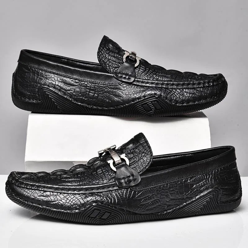 Blue Slip On Loafers Genuine Leather Casual Shoes Men Luxury Brand Designer Men's Moccasins Mocassin Homme Sales Discount