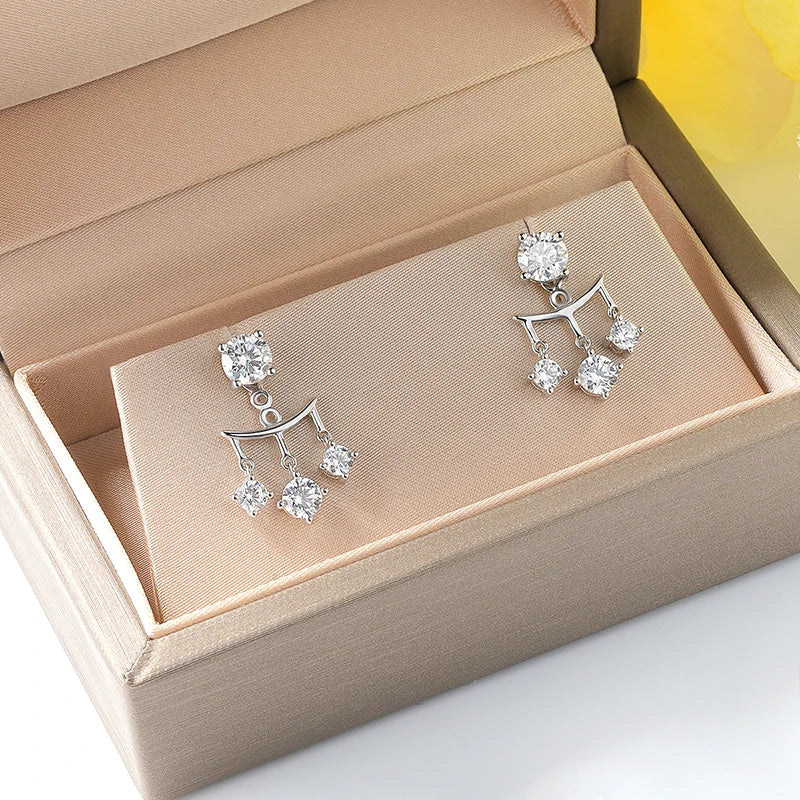 2CTTW Full Moissanite Drop Earrings for Women Sparkling Brilliant cut S925 Sterling Silver Plated 18k Wedding Jewelry