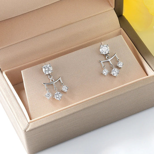 2CTTW Full Moissanite Drop Earrings for Women Sparkling Brilliant cut S925 Sterling Silver Plated 18k Wedding Jewelry