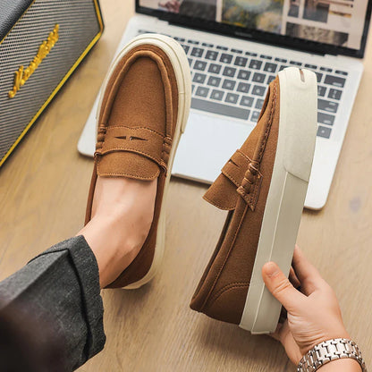 Men's Vulcanized Shoes: Niche, Light Luxury, Solid Color, Retro Style, Flat Heel, Split-on, Lazy Soft-soled Casual Walking Shoes