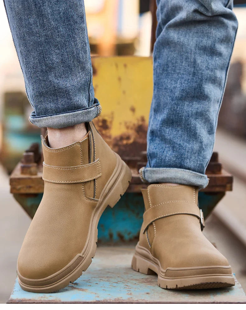 Unisex Steel Toe Waterproof Safety Boots Rubber Sole Anti-smash Anti-puncture Non-slip Durable Work Shoes Comfort Breathability.