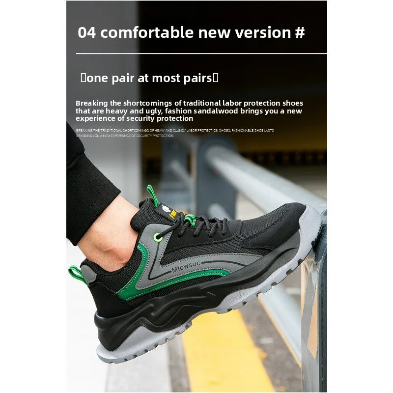 Men's Labor Protection Shoes Anti-Smashing Anti-Piercing Lightweight Breathable Wear-Resistant Safe Work Shoes