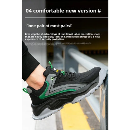 Men's Labor Protection Shoes Anti-Smashing Anti-Piercing Lightweight Breathable Wear-Resistant Safe Work Shoes