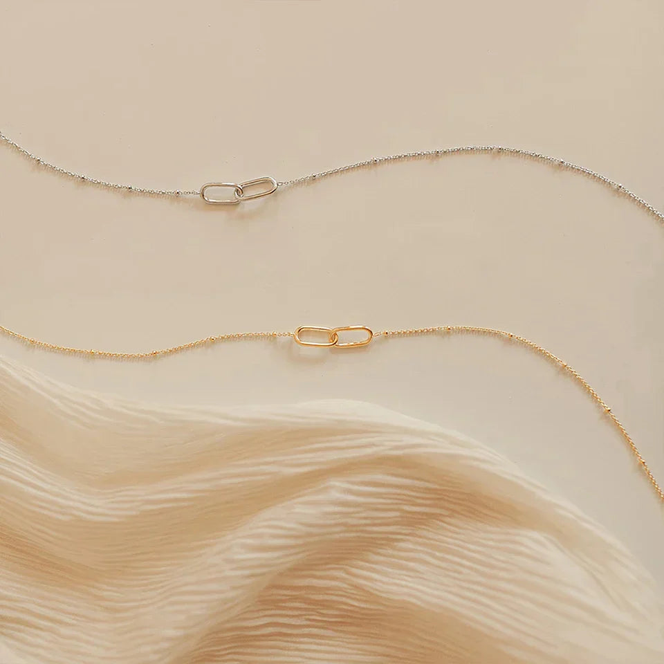 Fashion Stainless Steel Link Infinity Necklace Geometric Double Paperclip Pendant Women's Simple Jewelry Wholesale