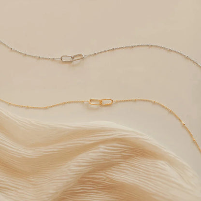 Fashion Stainless Steel Link Infinity Necklace Geometric Double Paperclip Pendant Women's Simple Jewelry Wholesale