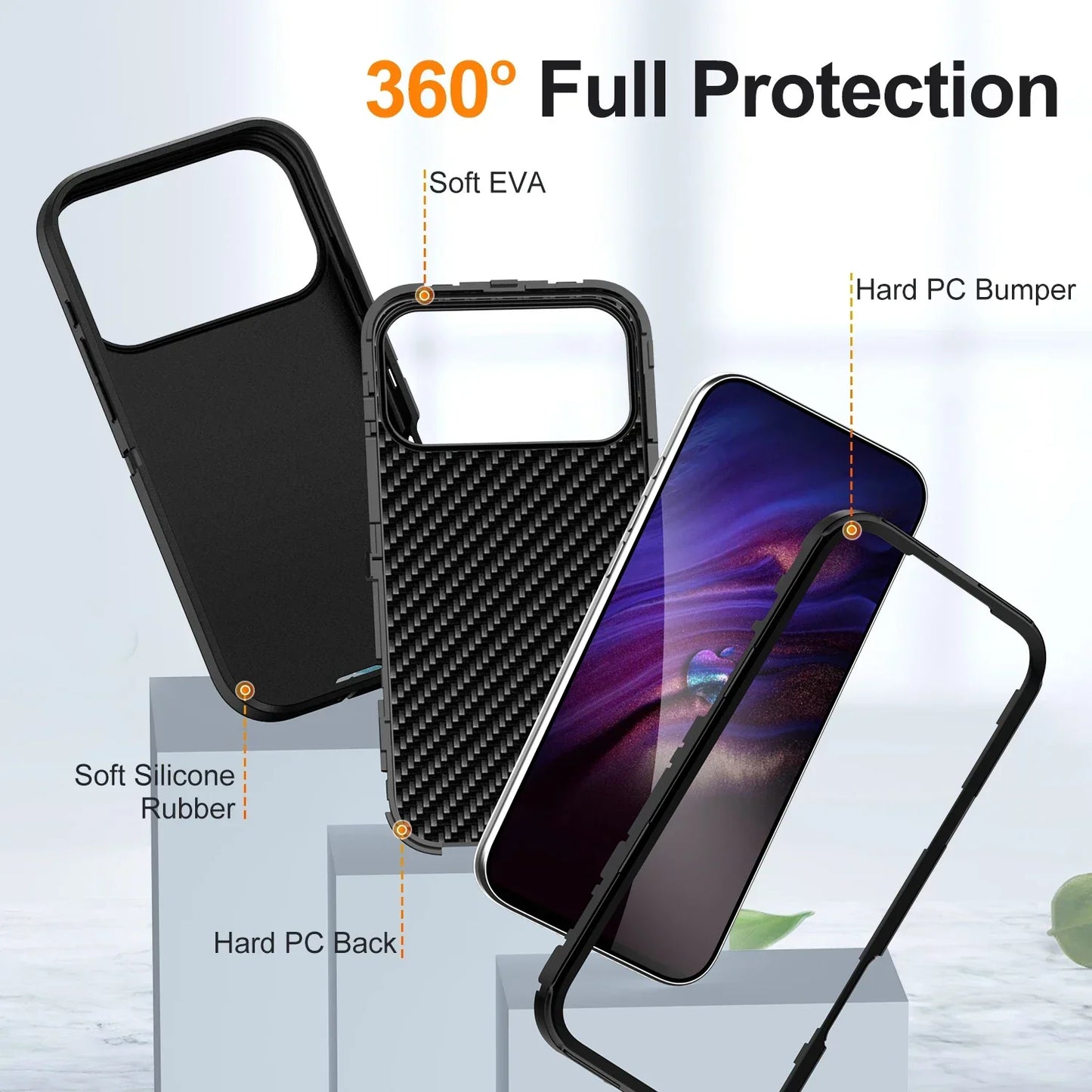 3IN1 Military Grade Heavy Duty Armor Case For IPhone 17 Air 16 15 14 Plus Pro Max Magnetic Charge TPU+PC Anti-fall Protect Cover