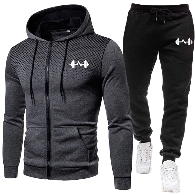 2025 New Arrival Men's Set Hoodie + Sweatpants Autumn Winter Daily Casual Sporty Jogging Suit Zipper Male Sweatshirt Outfit