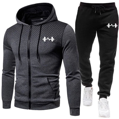 2025 New Arrival Men's Set Hoodie + Sweatpants Autumn Winter Daily Casual Sporty Jogging Suit Zipper Male Sweatshirt Outfit