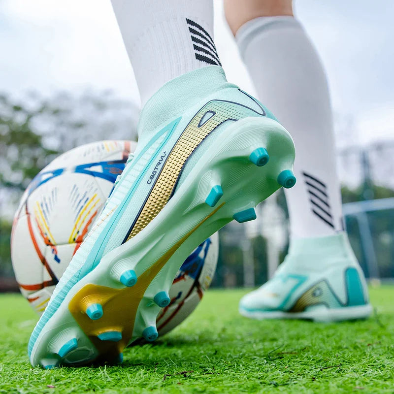 Men Professional Soccer Shoes Outdoor High-Top Sports Football Boots Long Spikes Artificial Grass Training Non Slip Sneakers