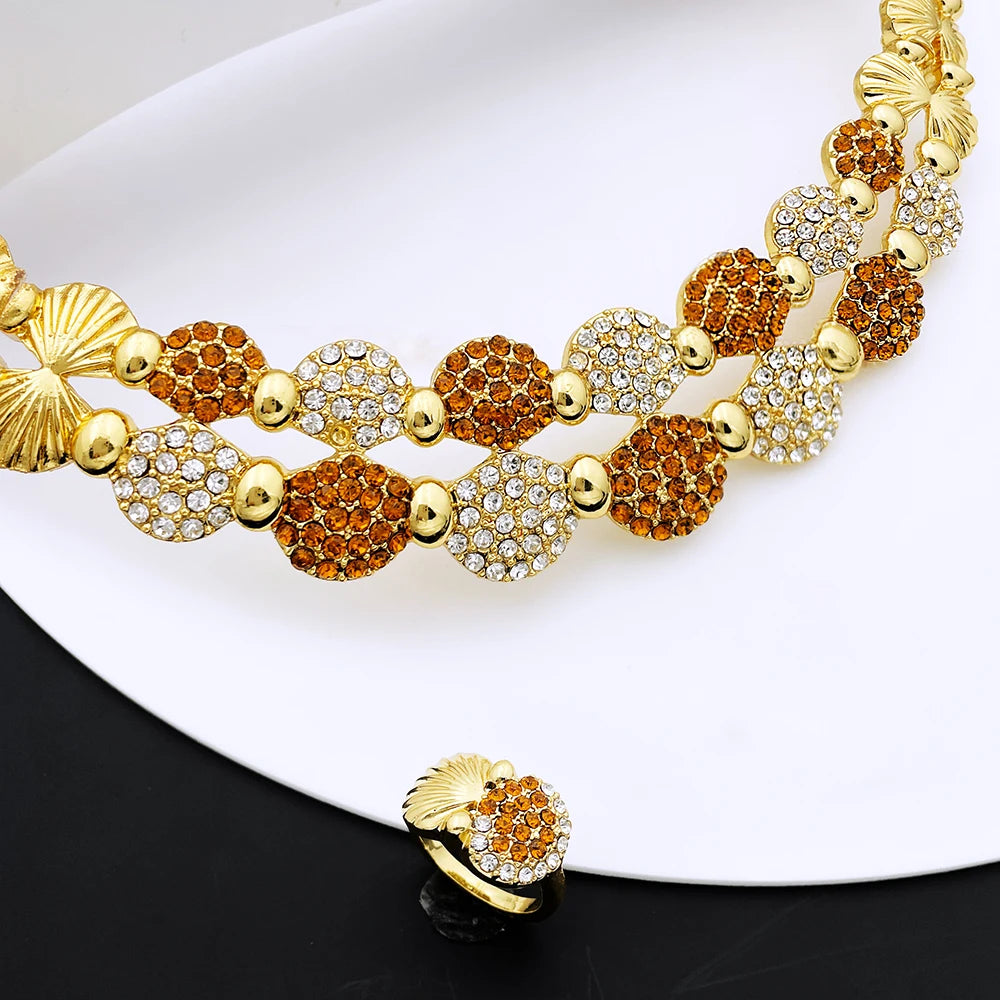 latest Italian Ladies Fine Jewelry Sets Gold Color Women Necklace Earrings African Big Jewelry Wedding Party Gift