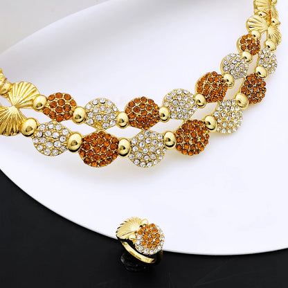 latest Italian Ladies Fine Jewelry Sets Gold Color Women Necklace Earrings African Big Jewelry Wedding Party Gift