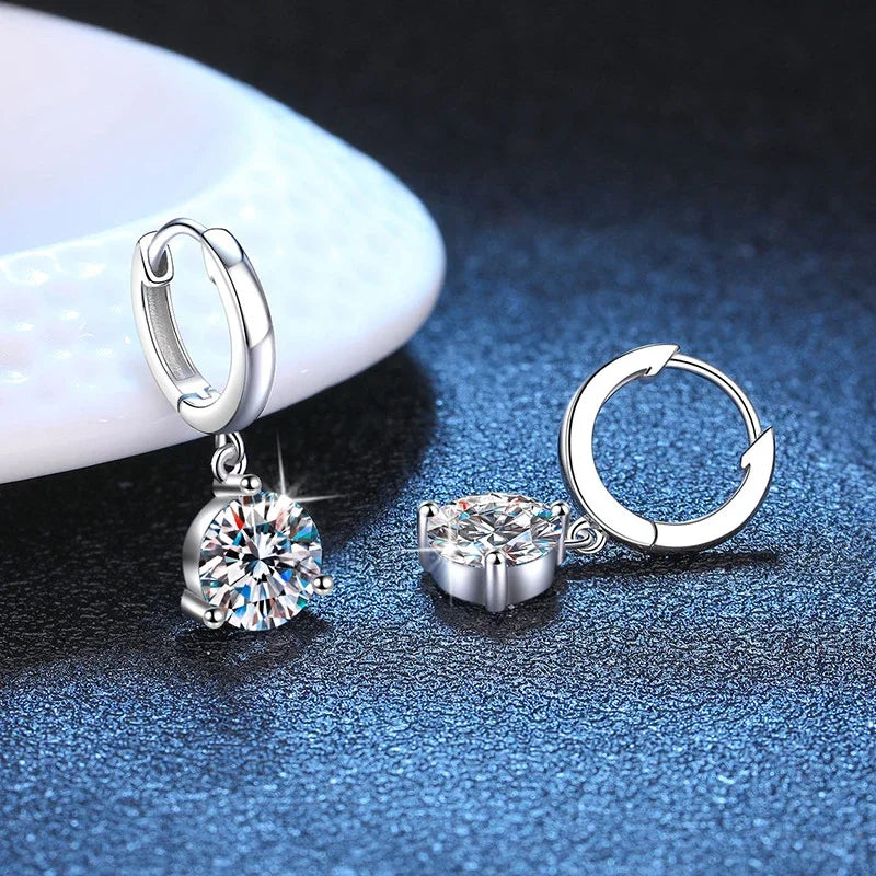 2ct Moissanite Earrings100% S925 Sterling Silver Orginal Drop Earring Wedding Bride Jewelry with Certificate for Women