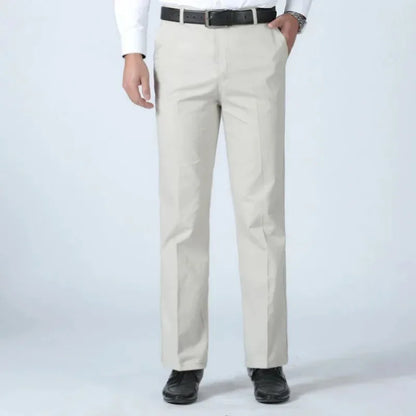 Men's Summer Thin Casual Suit Pants Autumn Thick 100% Cotton Stretch Classic Business Fashion Trousers Male Brand Clothes GOZBKF