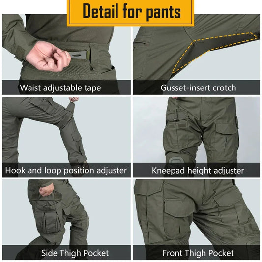 G3 Tactical Pants Combat Mens Cargo Trousers Camping Airsoft Paintball Hiking Hunting Pants Training Trekking Wear-resisting