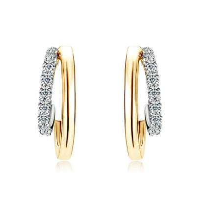 Moissanite Huggie Earrings for Women D Color 1.5mm Lab Grow Diamond s925 Sterling Silver 18K Gold Plated Daily Earring