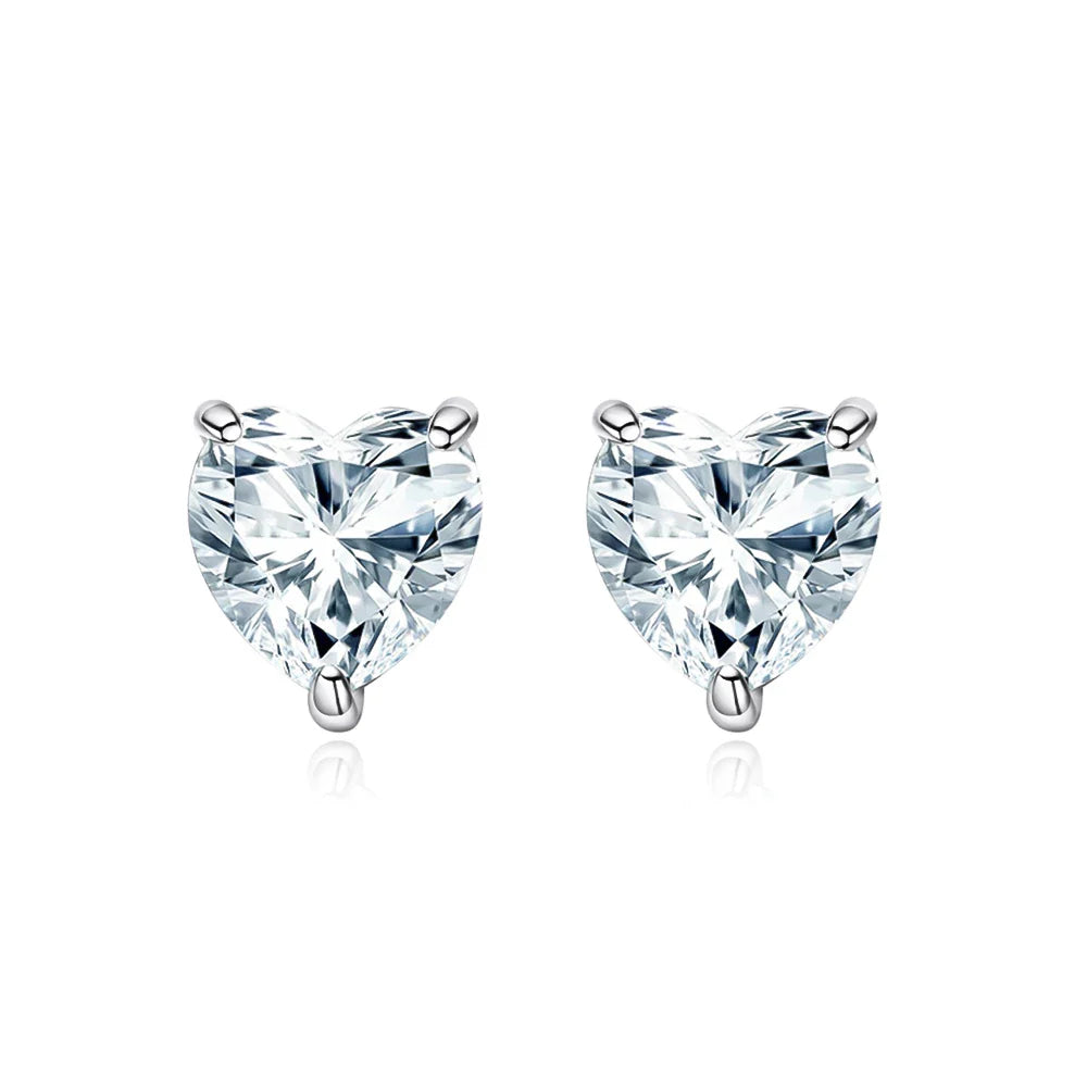925 Sterling Silver 6.5*6.5mm Heart Moissanite Diamond Women Ear Studs Earrings Wedding Engagement Fine Jewelry Wholesale